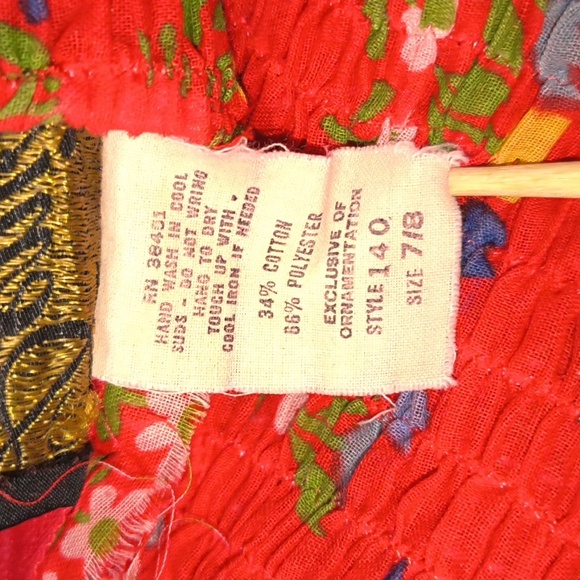 🍅Vintage 70s Red Floral Prairie Dress - Picture 9 of 16